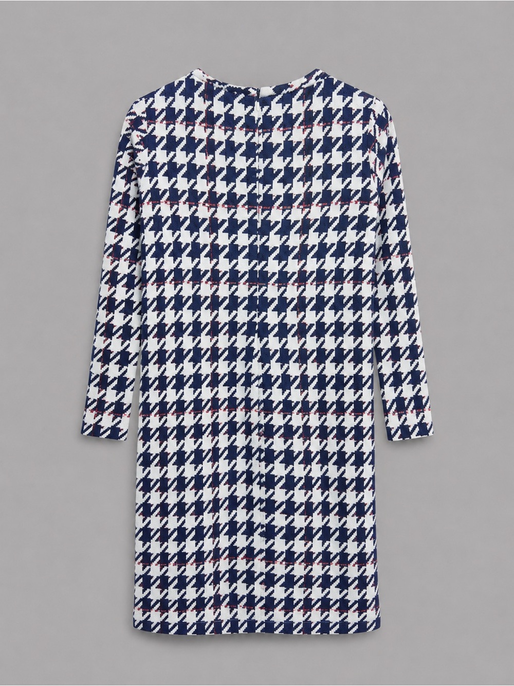 Boden Houndstooth Sheath Dress Size 4 Navy Ivory Red Hidden Zip Lined - Picture 7 of 10